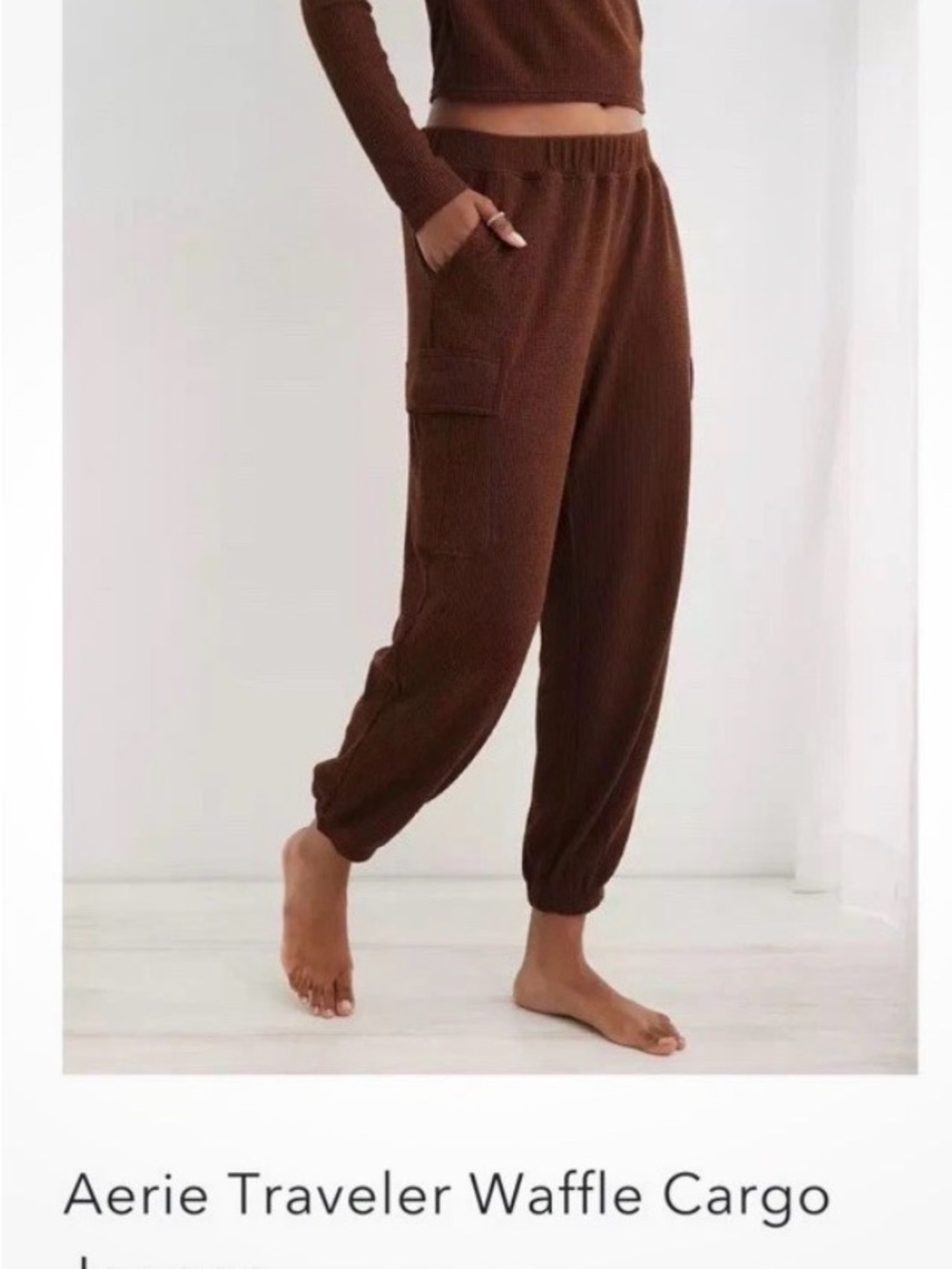 aerie Waffle-Knit Lounge Pants - Brown